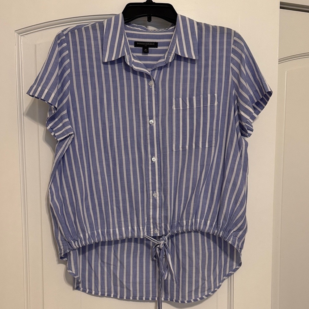 Banana Republic Blue and White Striped Blouse